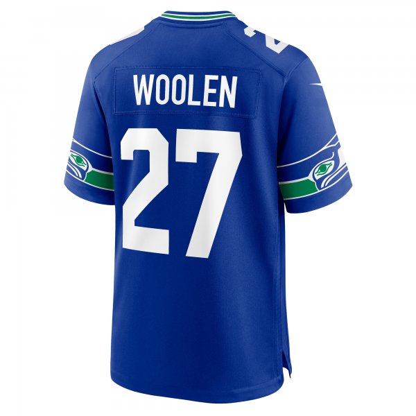 Men's Seattle Seahawks Tariq Woolen Nike Royal Throwback Player Game Jersey