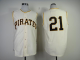 Mitchell And Ness 1960 Pittsburgh Pirates #21 Roberto Clemente Cream Throwback Stitched MLB Jersey