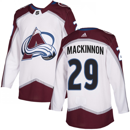 Adidas Colorado Avalanche #29 Nathan MacKinnon White Road Stitched Youth NHL Jersey