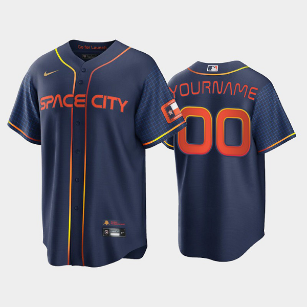 Men's 2022 City Connect Houston Astros Custom Cool Base Navy MLB Jersey