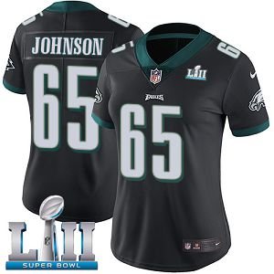 Women's Nike NFL Philadelphia Eagles #65 Lane Johnson Limited Alternate Black Vapor Untouchable Super Bowl LII Jersey