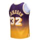 Men's Los Angeles Lakers Magic Johnson Mitchell & Ness Gold/Purple 1984/85 Hardwood Classics Fadeaway Swingman Player Jersey