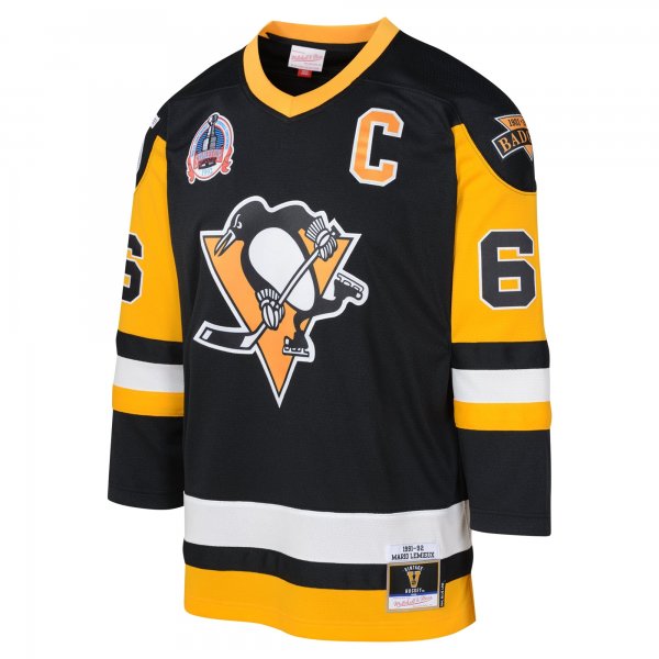 Youth Pittsburgh Penguins Mario Lemieux Mitchell & Ness Black 1991-92 Blue Line Player Jersey