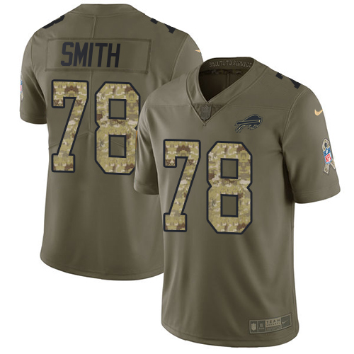 Men's Nike Buffalo Bills #78 Bruce Smith Olive Camo Limited Football 2017 Salute To Service NFL Jersey