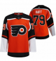 Men's Philadelphia Flyers #79 Carter Hart Orange 2021 Reverse Retro NHL Jersey