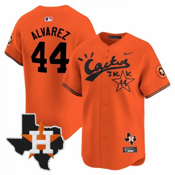 Men's Houston Astros #44 Yordan Alvarez Cactus Jack Stitched Limited Cool Base Orange Jersey