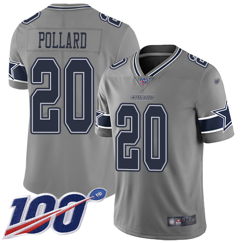 Men's Dallas Cowboys #20 Tony Pollard Gray Stitched NFL Limited Inverted Legend 100th Season Jersey