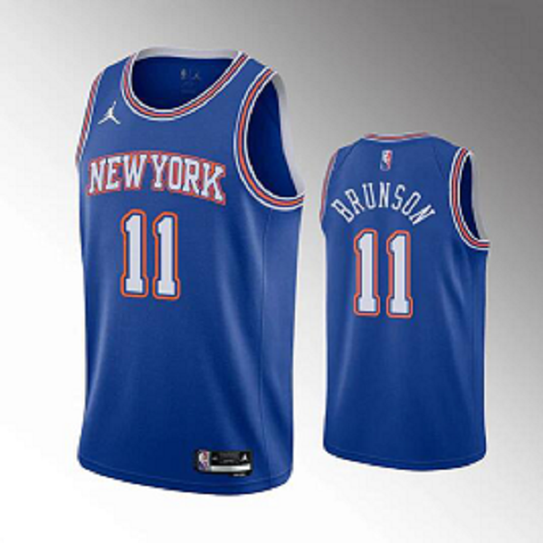 Youth New York Knicks #11 Jalen Brunson Blue Statement Edition Jersey