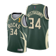 Men's Nike Milwaukee Bucks #34 Giannis Antetokounmpo 2021 NBA Finals Champions Green Jersey