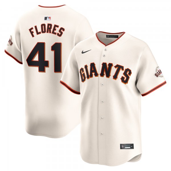 Men's San Francisco Giants Wilmer Flores Nike Cream Home Limited Player Jersey