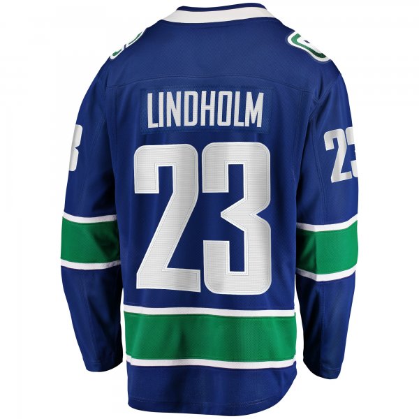 Men's Vancouver Canucks Elias Lindholm Fanatics Blue Home Premier Breakaway Player Jersey