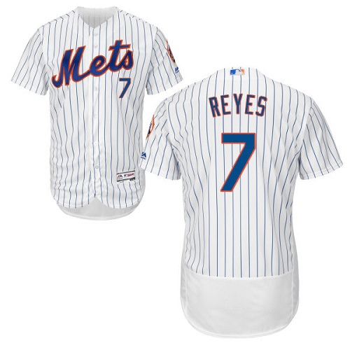 New York Mets #7 Jose Reyes White(Blue Strip) Flexbase Collection Stitched MLB Jersey