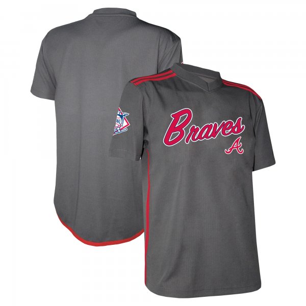 Men's  Atlanta Braves Stitches Charcoal Team V-Neck Jersey