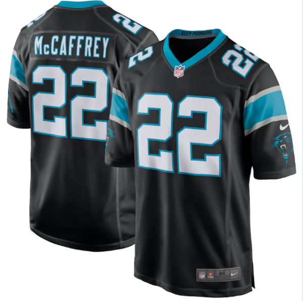 Men's Nike Carolina Panthers #22 Christian McCaffrey Black NFL Limited Jersey