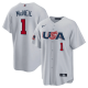 Youth Nike USA Baseball #1 Jeff Mcneil Gray 2023 World Baseball Classic Jersey