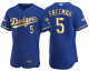 Men's Los Angeles Dodgers #5 Freddie Freeman Blue Gold Flex Base Trade 2022 Jersey