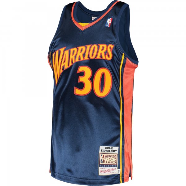 Men's Golden State Warriors Stephen Curry Mitchell & Ness Navy 2009/10 Hardwood Classics Jersey