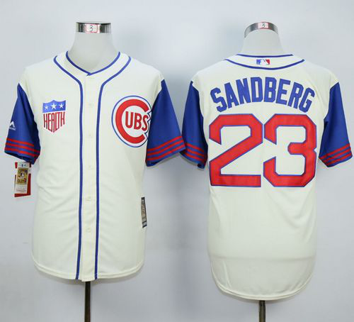 Chicago Cubs #23 Ryne Sandberg Cream/Blue 1942 Turn Back The Clock Stitched MLB Jersey