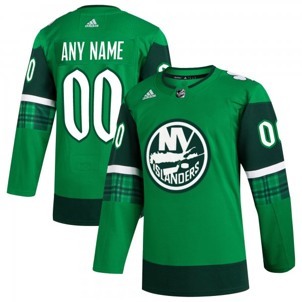 Men's New York Islanders  adidas Kelly Green St. Patrick's Day Custom Jersey