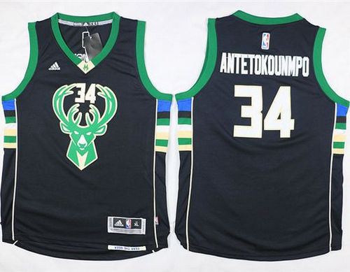 Milwaukee Bucks #34 Giannis Antetokounmpo Black Stitched Youth NBA Jersey