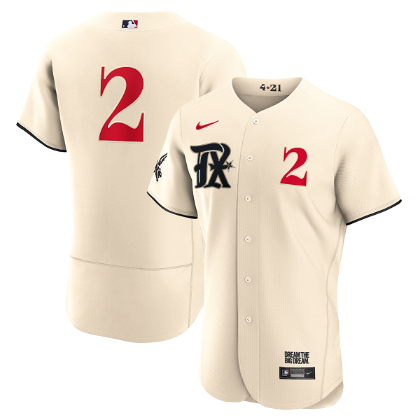 Men's Texas Rangers Marcus Semien #2 Nike Cream 2023 City Connect Flex Base Player Jersey