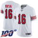 San Francisco 49ers #16 Joe Montana White Rush Men's Stitched NFL Limited 100th Season Jersey