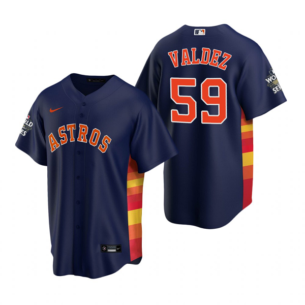 Men's Houston Astros Framber Valdez Navy 2022 World Series Cool Base Jersey