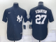 Men's Nike New York Yankees #27 Giancarlo Stanton Black Throwback Cool Base MLB Stitched Jersey