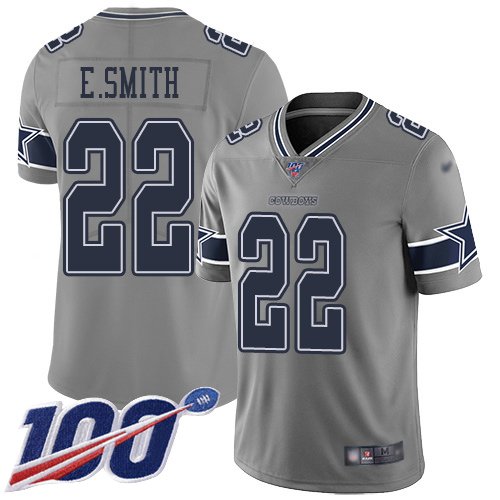 Dallas Cowboys #22 Emmitt Smith Gray Youth Stitched NFL Limited Inverted Legend 100th Season Jersey