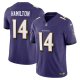 Men's Baltimore Ravens Kyle Hamilton Nike Purple Vapor F.U.S.E. Limited Jersey