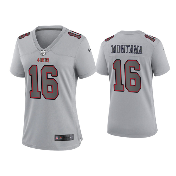 Women's San Francisco 49ers Joe Montana Gray Atmosphere Fashion Game Jersey