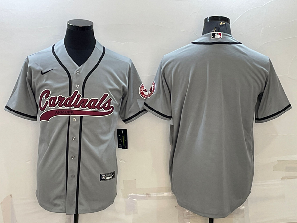 Men's Arizona Cardinals Blank Grey Stitched Baseball Cool Base Jersey