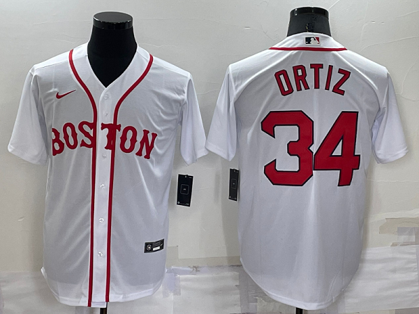 Men's Nike Boston Red Sox #34 David Ortiz White Cool Base Stitched MLB Jersey