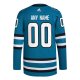 Men's San Jose Sharks  adidas Teal Home  Primegreen Custom Jersey