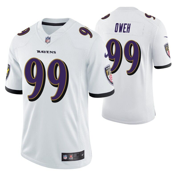 Men's Nike Baltimore Ravens #99 Odafe Oweh White 2021 NFL Draft First Round Pick Limited Jersey