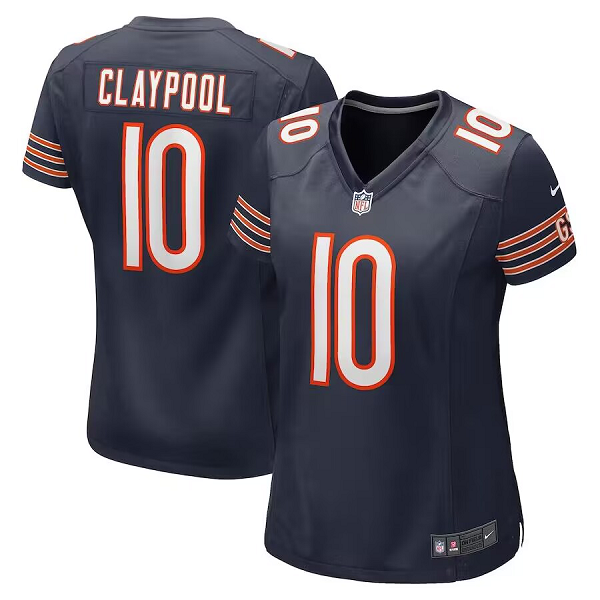 Women's Chicago Bears #10 Chase Claypool Nike Navy Game Player NFL Jersey