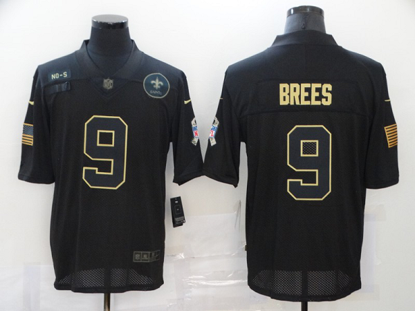 Men's New Orleans Saints #9 Drew Brees Black 2020 Salute To Service Stitched NFL Nike Limited Jersey