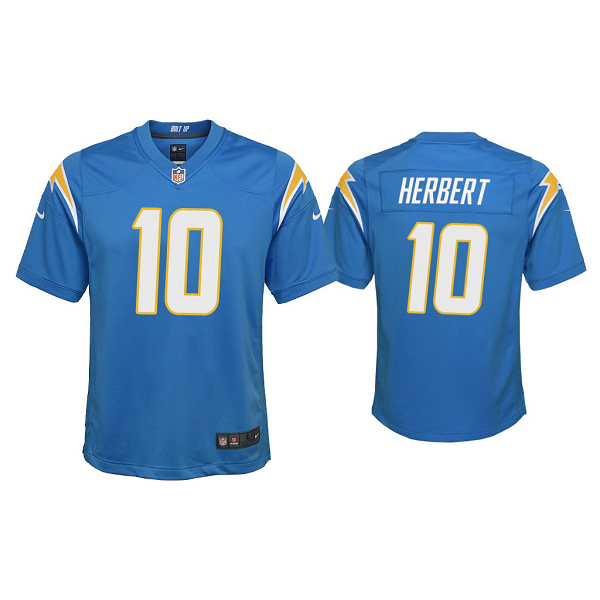 Youth #10 Justin Herbert Los Angeles Chargers Powder Blue 2020 NFL Draft Game Jersey