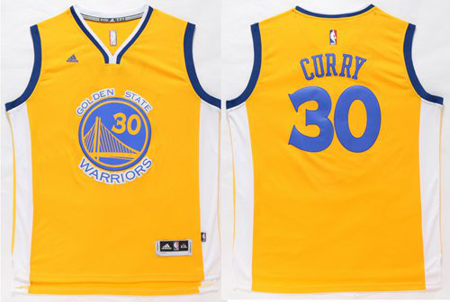 Men's Golden State Warriors #30 Stephen Curry Gold Stitched NBA Jersey