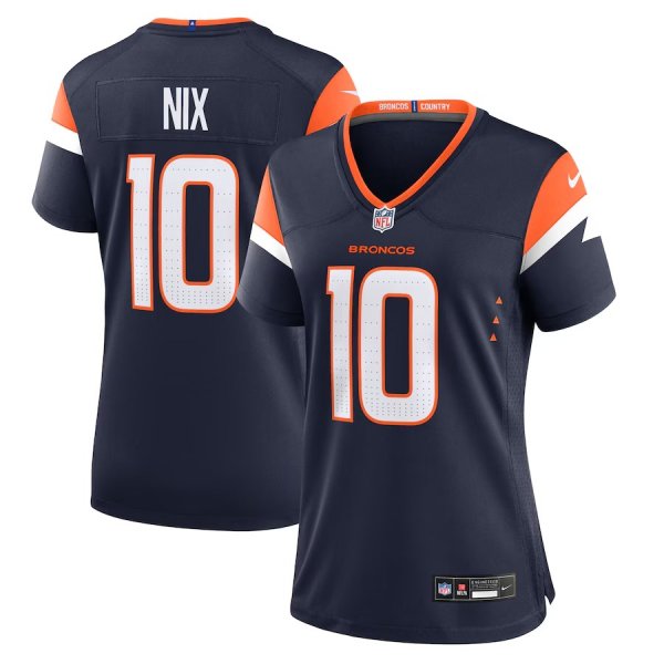 Women's Denver Broncos #10 Bo Nix Nike Navy Alternate Limited Jersey