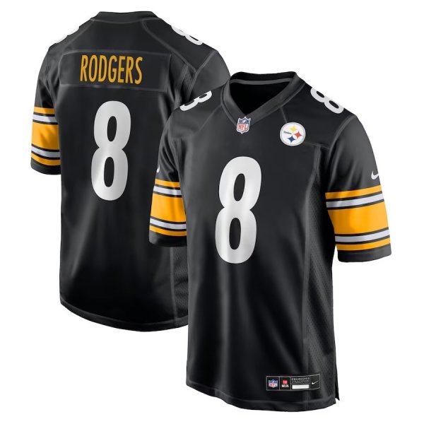 Youth Pittsburgh Steelers #8 Aaron Rodgers Nike Black Game Jersey