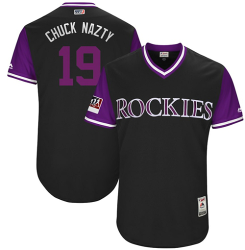 Colorado Rockies #19 Charlie Blackmon Black "Chuck Nazty" Players Weekend Stitched MLB Jersey