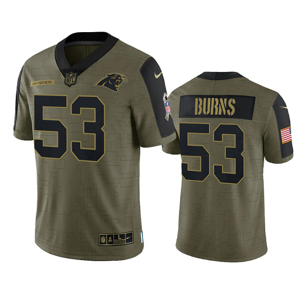 Carolina Panthers Brian Burns Olive 2021 Salute To Service Limited Men's NFL Jersey