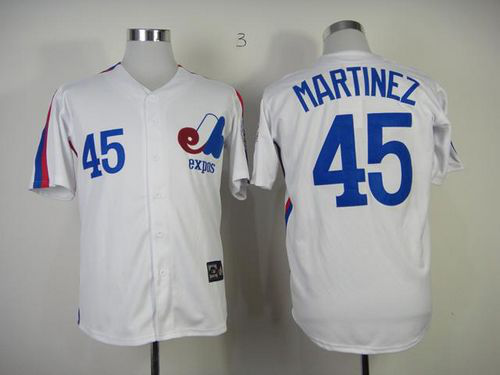 Mitchell And Ness Montreal Expos #45 Pedro Martinez White Throwback Stitched MLB Jersey