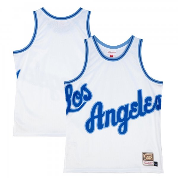 Men's Los Angeles Lakers  Mitchell & Ness White Hardwood Classics Blown Out Fashion Jersey