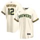 Men's Milwaukee Brewers Rhys Hoskins Nike Cream Home Replica Player Jersey