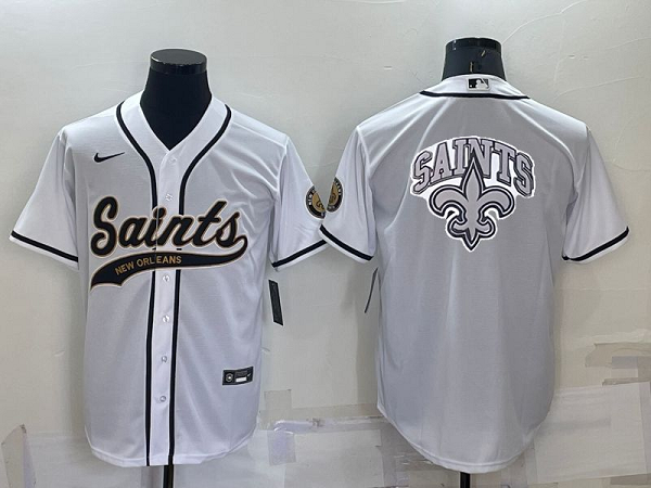 Men's New Orleans Saints Blank White Stitched Baseball Cool Base Jersey