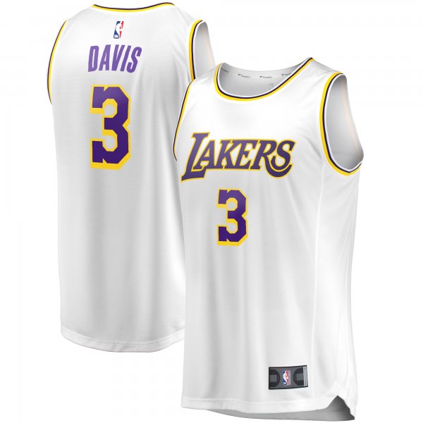 Men's Los Angeles Lakers Anthony Davis Fanatics White Fast Break Replica Player Jersey - Association Edition