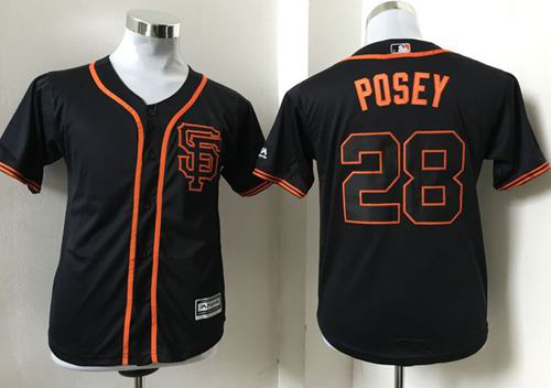 San Francisco Giants #28 Buster Posey Black Alternate Stitched Youth MLB Jersey