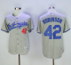 Los Angeles Dodgers #42 Jackie Robinson Grey Flexbase Collection Road Stitched MLB Jersey